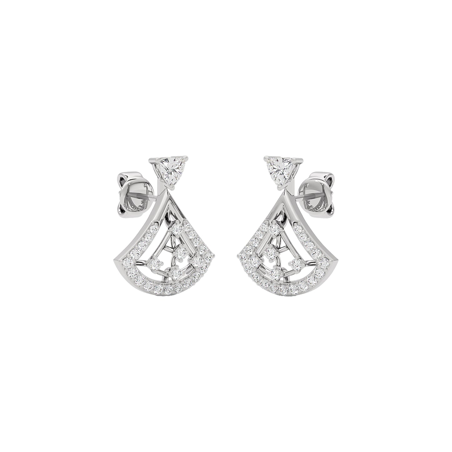 Tri-Flare Diamond Earrings 18 KT / White Gold