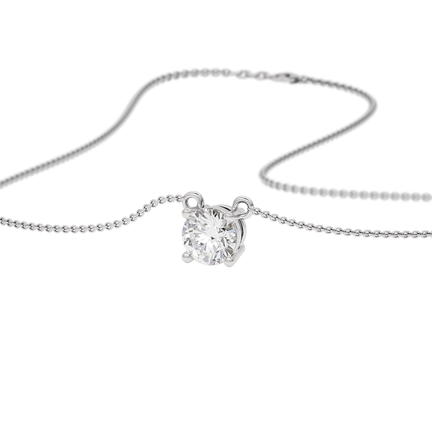 Stylish Blob Classic Round Diamond Pendant 18 KT / White Gold