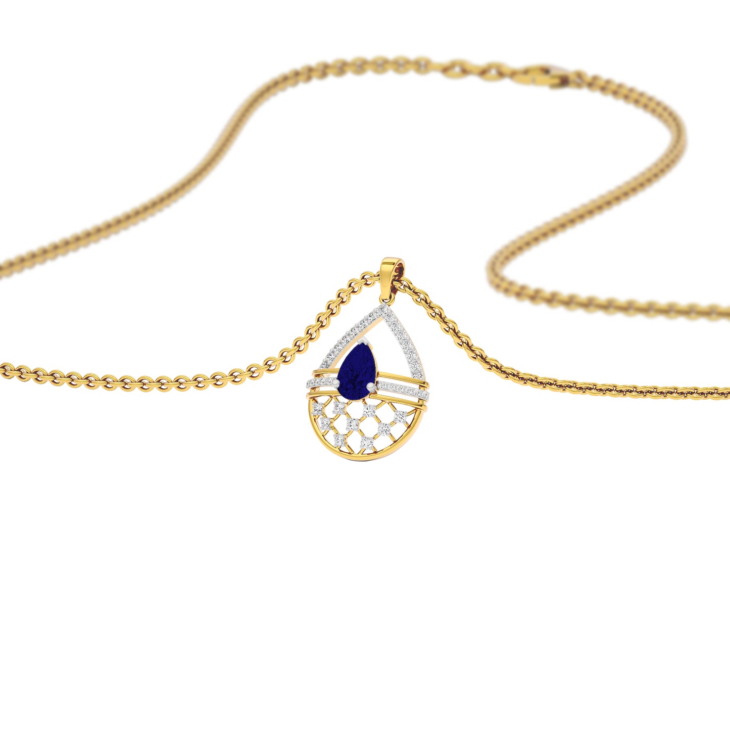 Tesellate Valve Diamond Pendant 18 KT / Yellow Gold