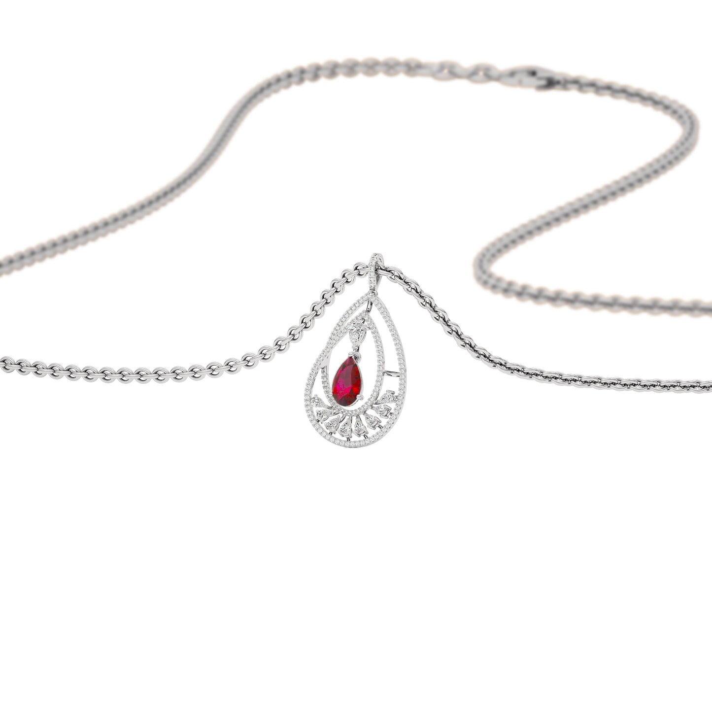 Pear Drizzle Diamond Pendant 18 KT / White Gold