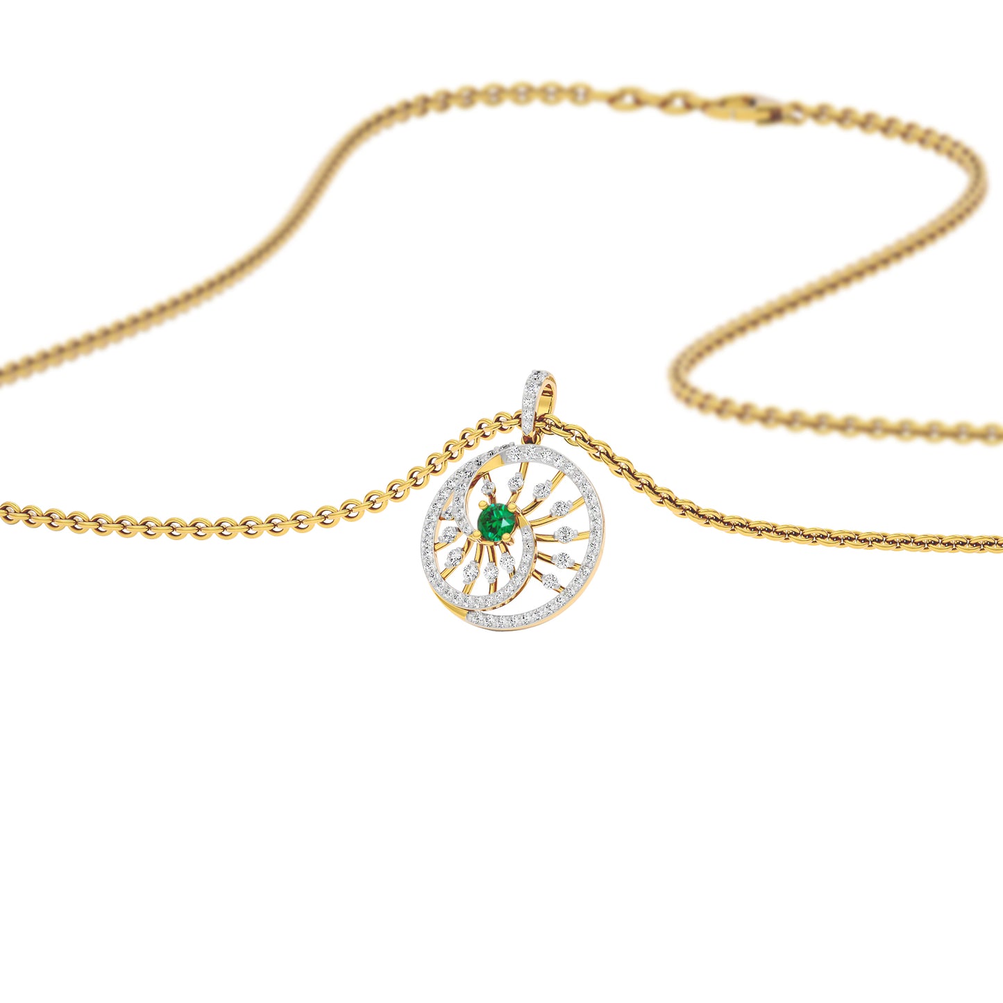 Swirled Blob Diamond Pendant 18 KT / Yellow Gold