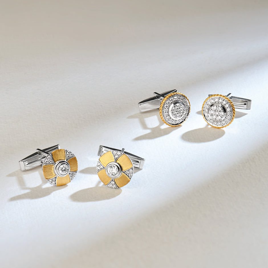 Rope Textured Diamond Cufflinks