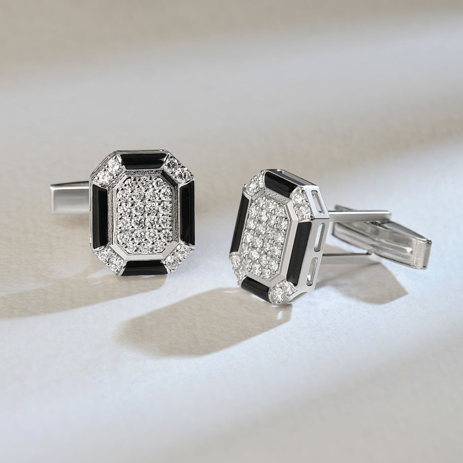 Geometric Bling Diamond Cufflinks