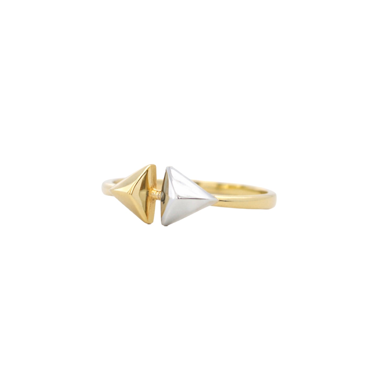 Dual-Tone Angular Split Gold Ring