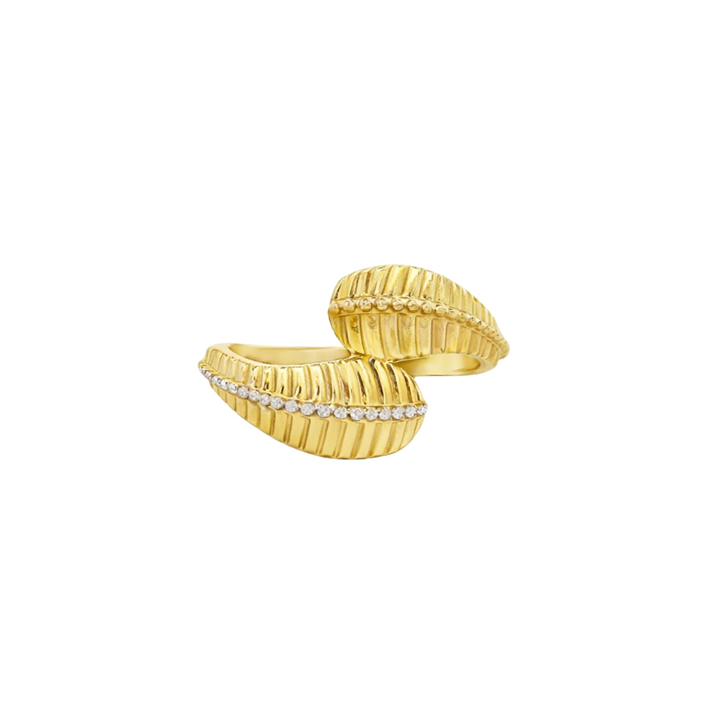 Textured Overlap Diamond Accent Gold Ring