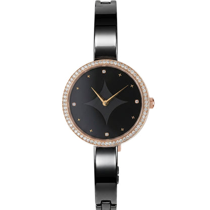 Moon Veil, 33MM Round Case, Quartz Analogue Watch with Ceramic Strap for Women, 50M Water Resistance