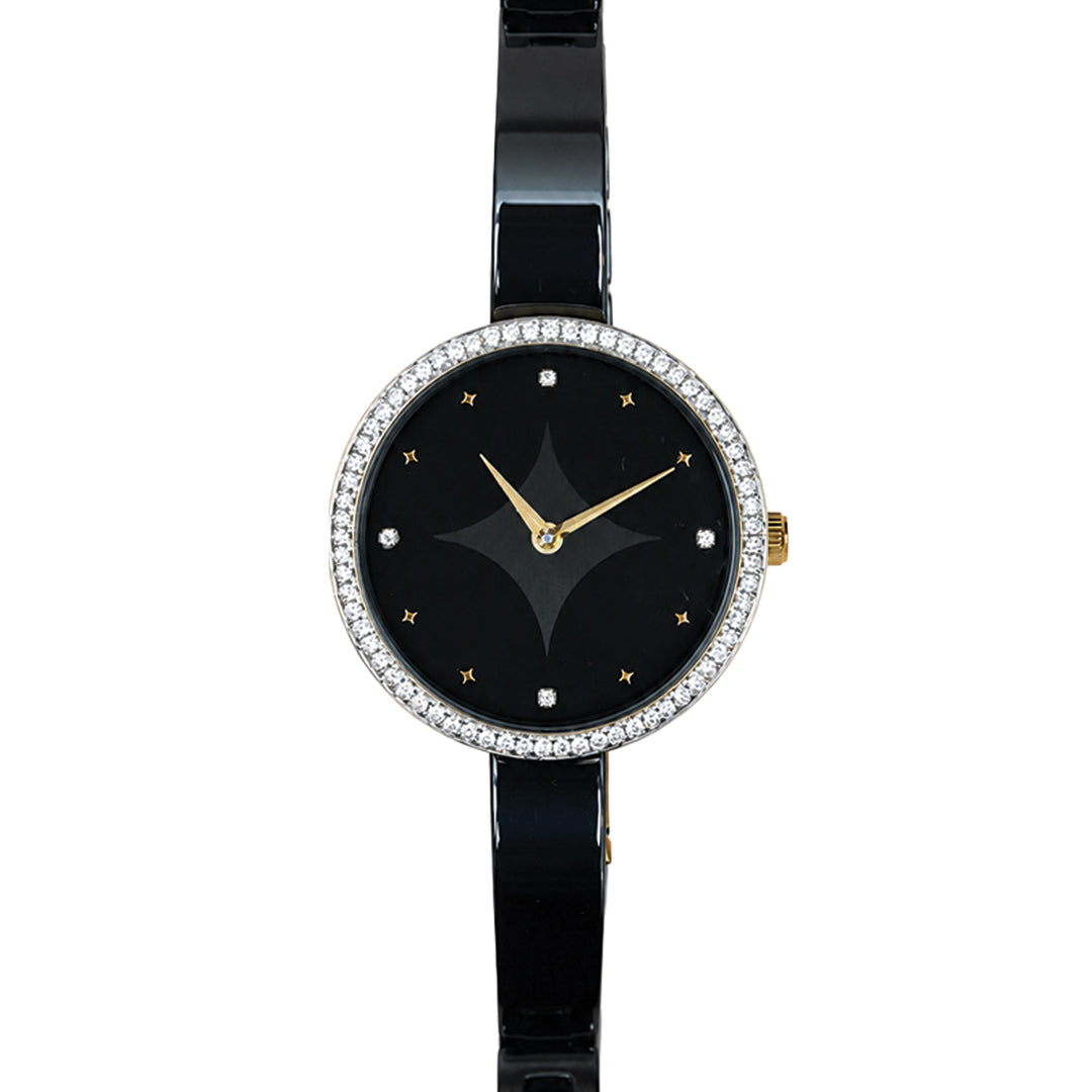 Moon Veil, 33MM Round Case, Quartz Analogue Watch with Ceramic Strap for Women, 50M Water Resistance