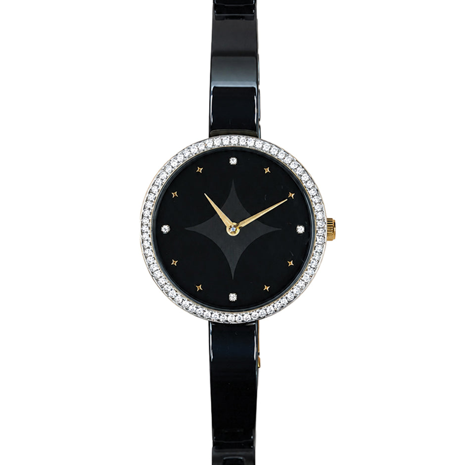 Moon Veil, 33MM Round Case, Quartz Analogue Watch with Ceramic Strap for Women, 50M Water Resistance