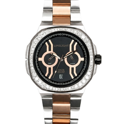 Royal Oakridge, 43MM Round Case, Quartz Analogue Watch with Metal Strap for Men, 100M Water Resistance