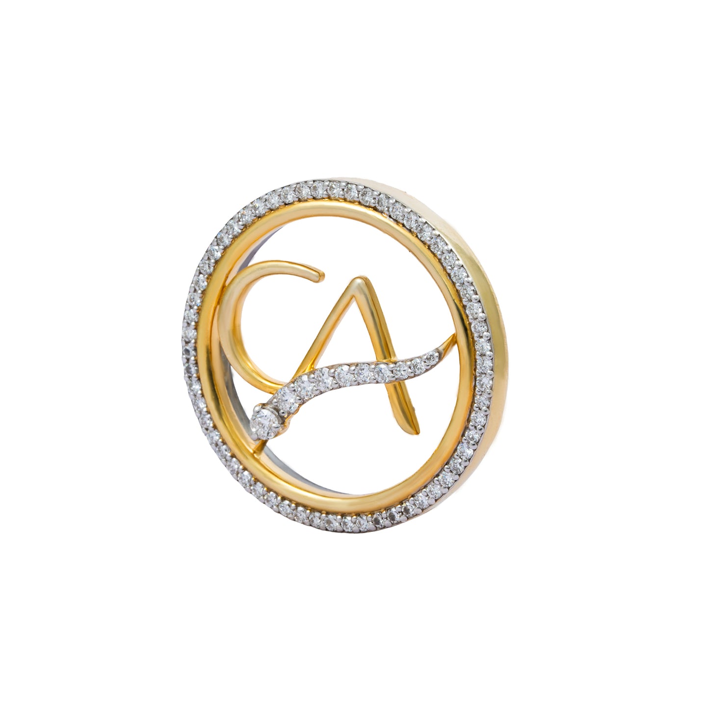 The Vanguard CA Single-Line Curved Skeleton Diamond Brooch in 925 Silver with Yellow Finish