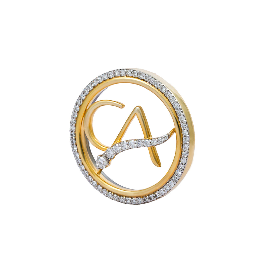 The Vanguard CA Single-Line Curved Skeleton Diamond Brooch in 925 Silver with Yellow Finish