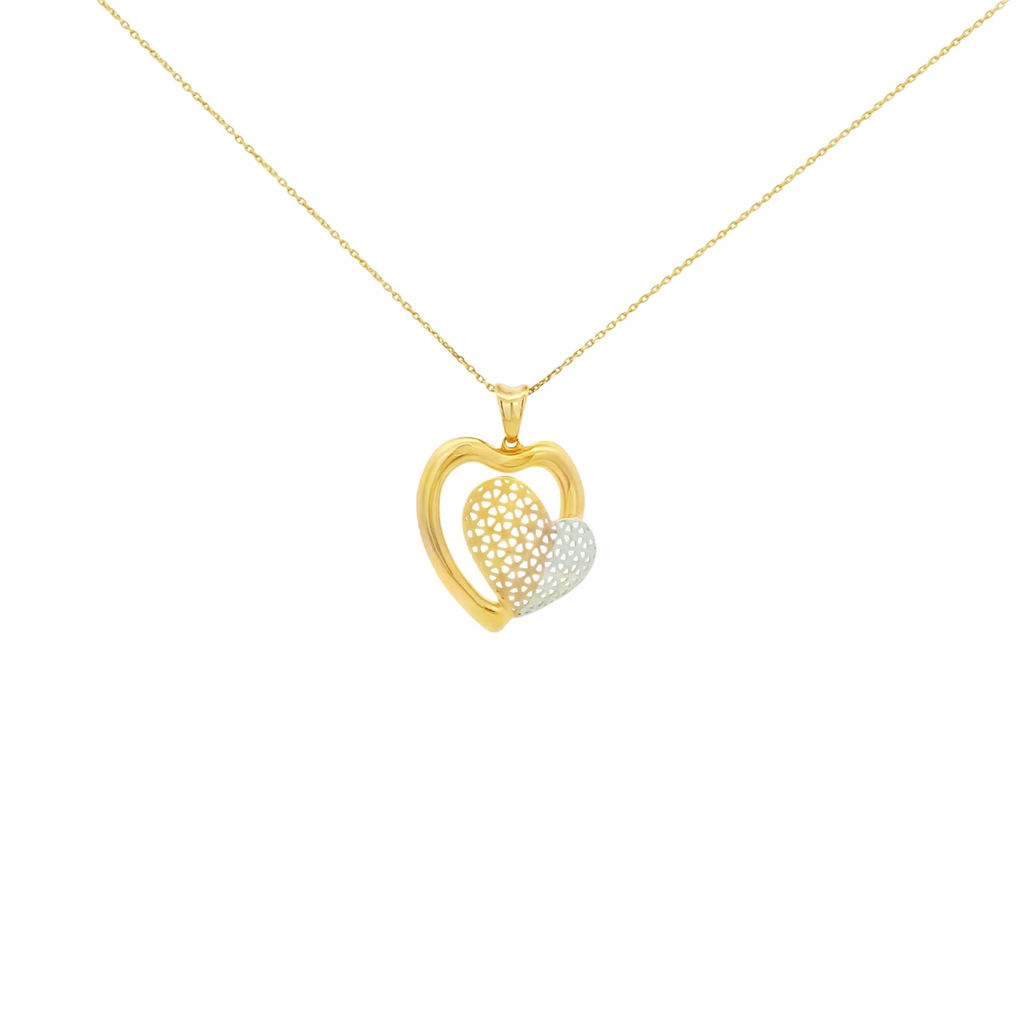 Interlocked Embrace Gold Heart Pendant