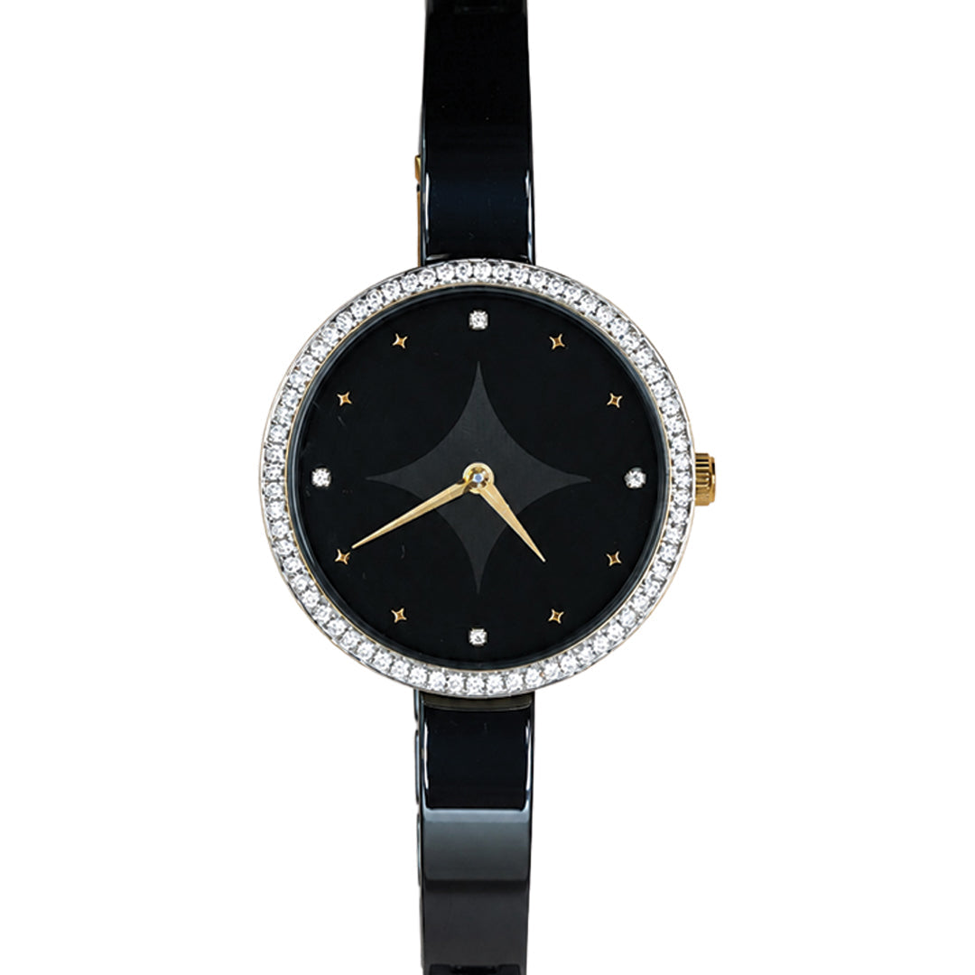 Moon Veil, 33MM Round Case, Quartz Analogue Watch with Ceramic Strap for Women, 50M Water Resistance