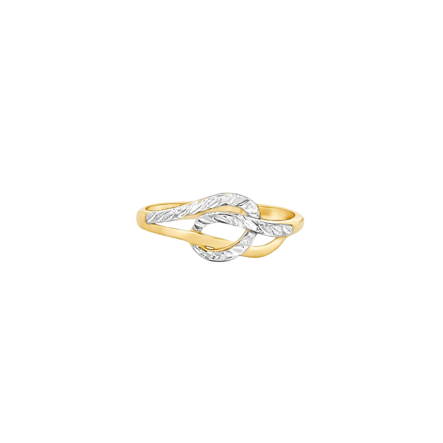 Intertwined Dual Tone Knot Gold Ring