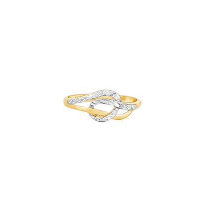 Intertwined Dual Tone Knot Gold Ring
