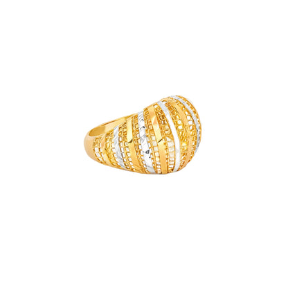 Dual Tone Mesh Dome Gold Ring