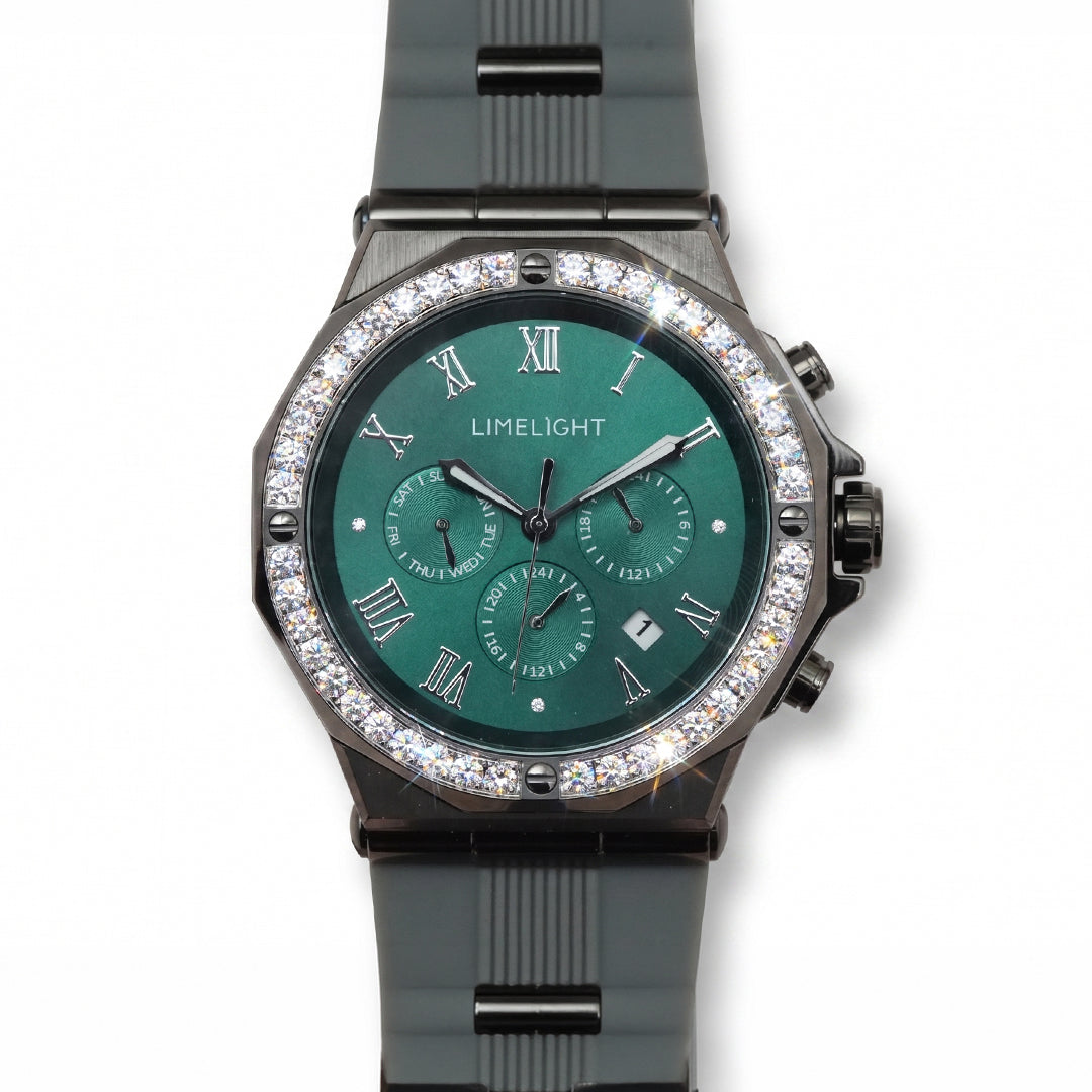 Slate Prime, 45 MM Round Case, Quartz Analogue Watch with Silicon Strap for Men, 100M Water Resistance