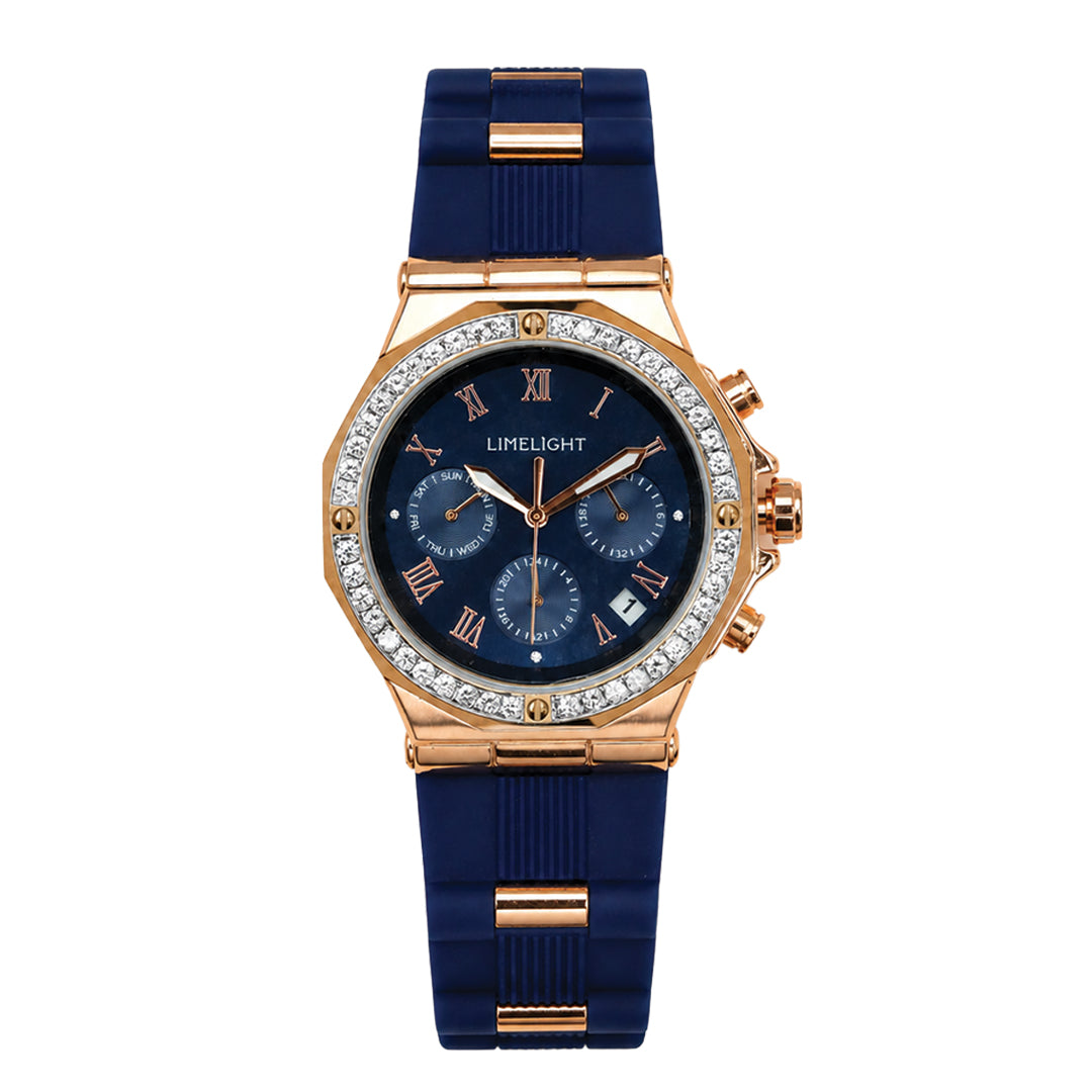 Aurea, 36.5MM Round Case, Quartz Analogue Watch with Silicon Strap for Women, 100M Water Resistance