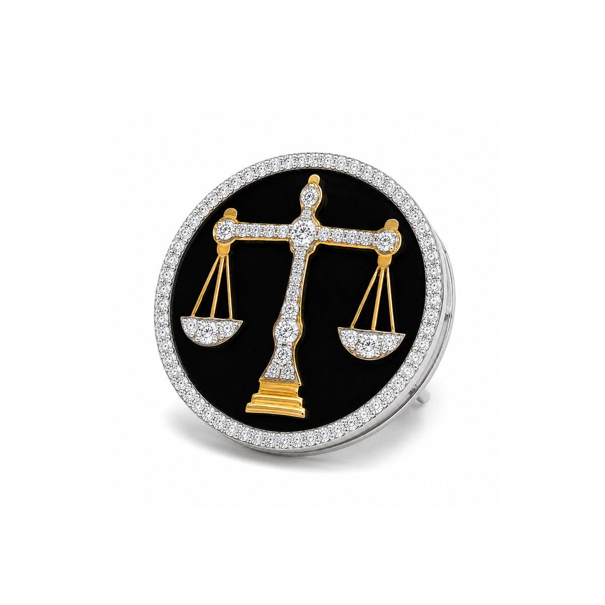 The Counsel Lawyer Diamond Brooch in 925 Silver with Black Enamel