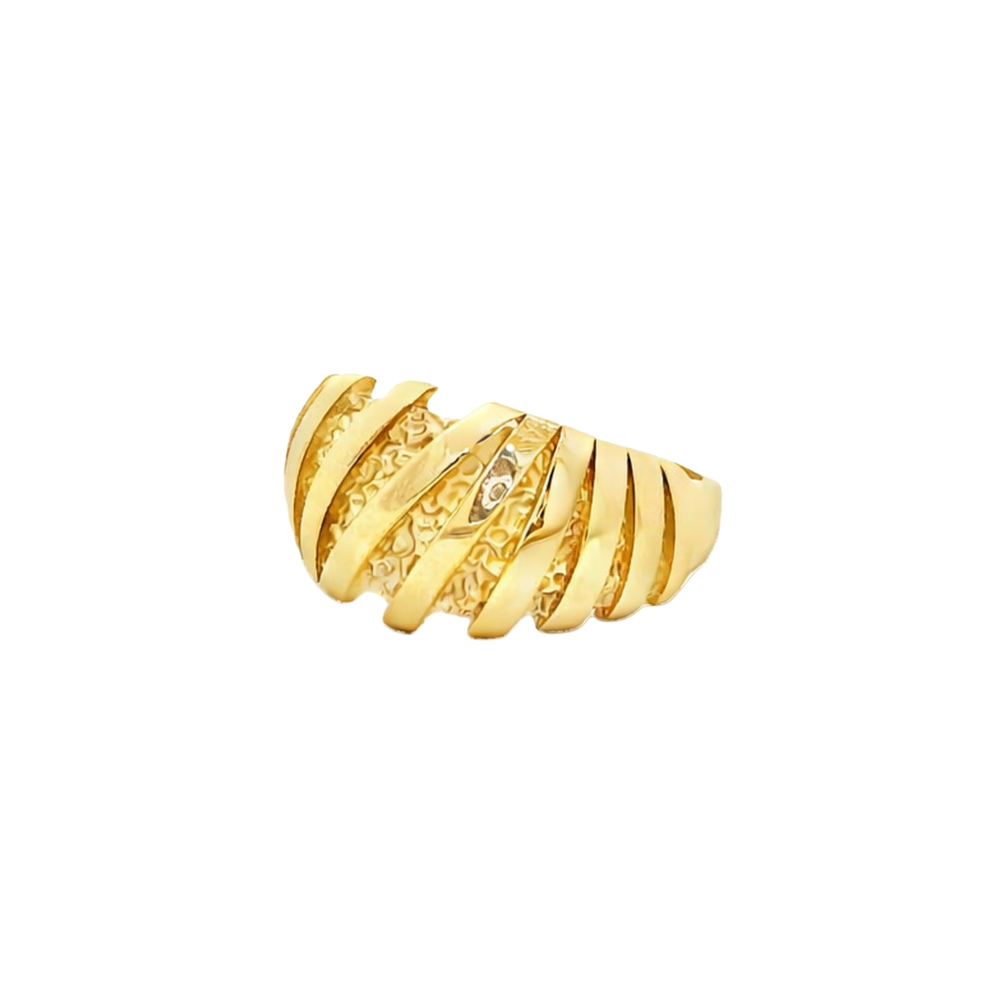 Textured Criss-Cross Gold Band Ring