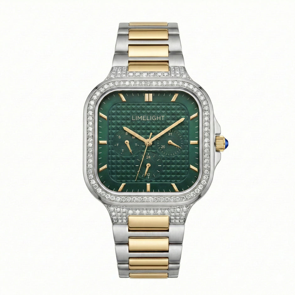 Meridian, 39MM Square Case, Quartz Analogue Watch with Metal Strap for Men, 50M Water Resistance