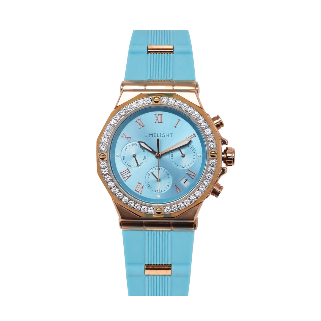 Aurea, 36.5MM Round Case, Quartz Analogue Watch with Silicon Strap for Women, 100M Water Resistance