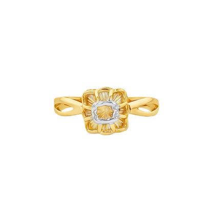Dual Tone Floral Radiance Gold Ring