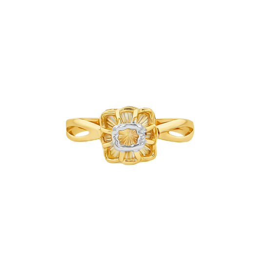 Dual Tone Floral Radiance Gold Ring