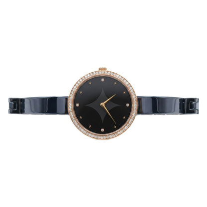 Moon Veil, 33MM Round Case, Quartz Analogue Watch with Ceramic Strap for Women, 50M Water Resistance