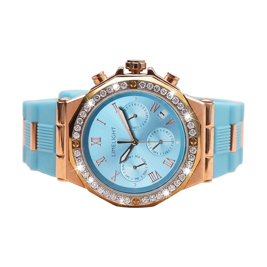 Aurea, 36.5MM Round Case, Quartz Analogue Watch with Silicon Strap for Women, 100M Water Resistance