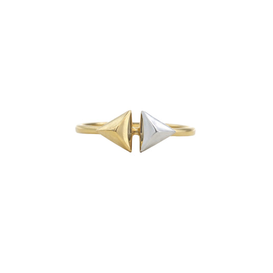 Dual-Tone Angular Split Gold Ring