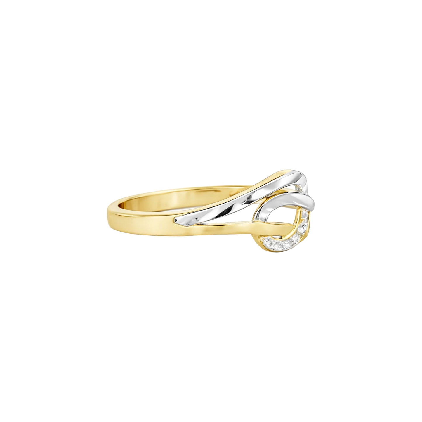 Intertwined Dual Tone Knot Gold Ring