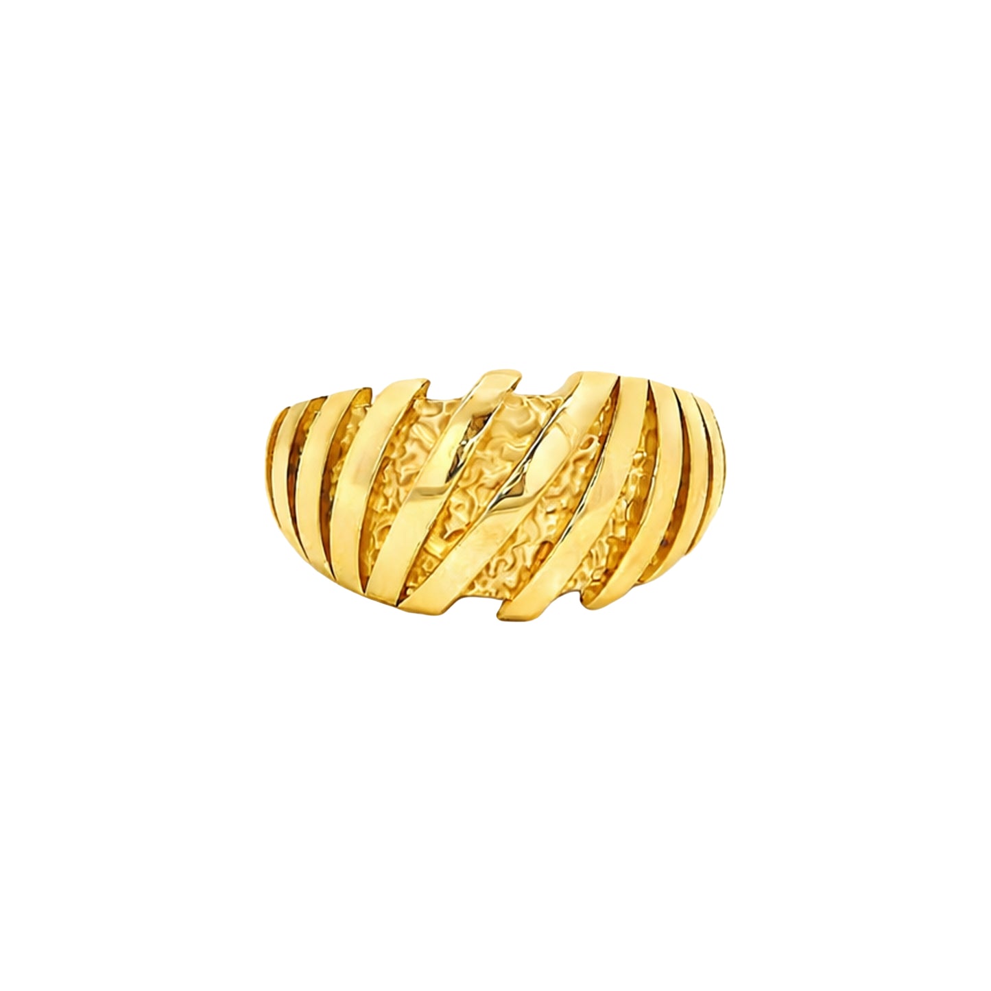 Textured Criss-Cross Gold Band Ring