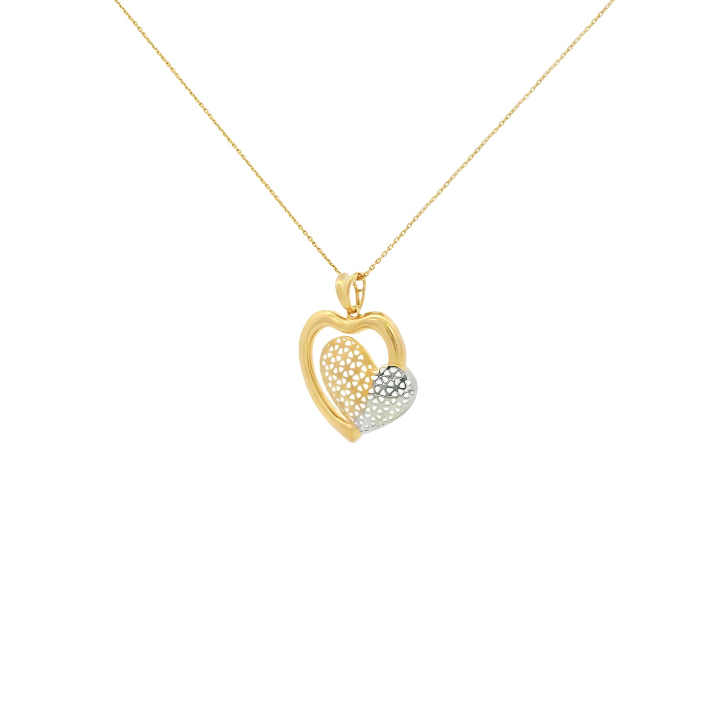 Interlocked Embrace Gold Heart Pendant