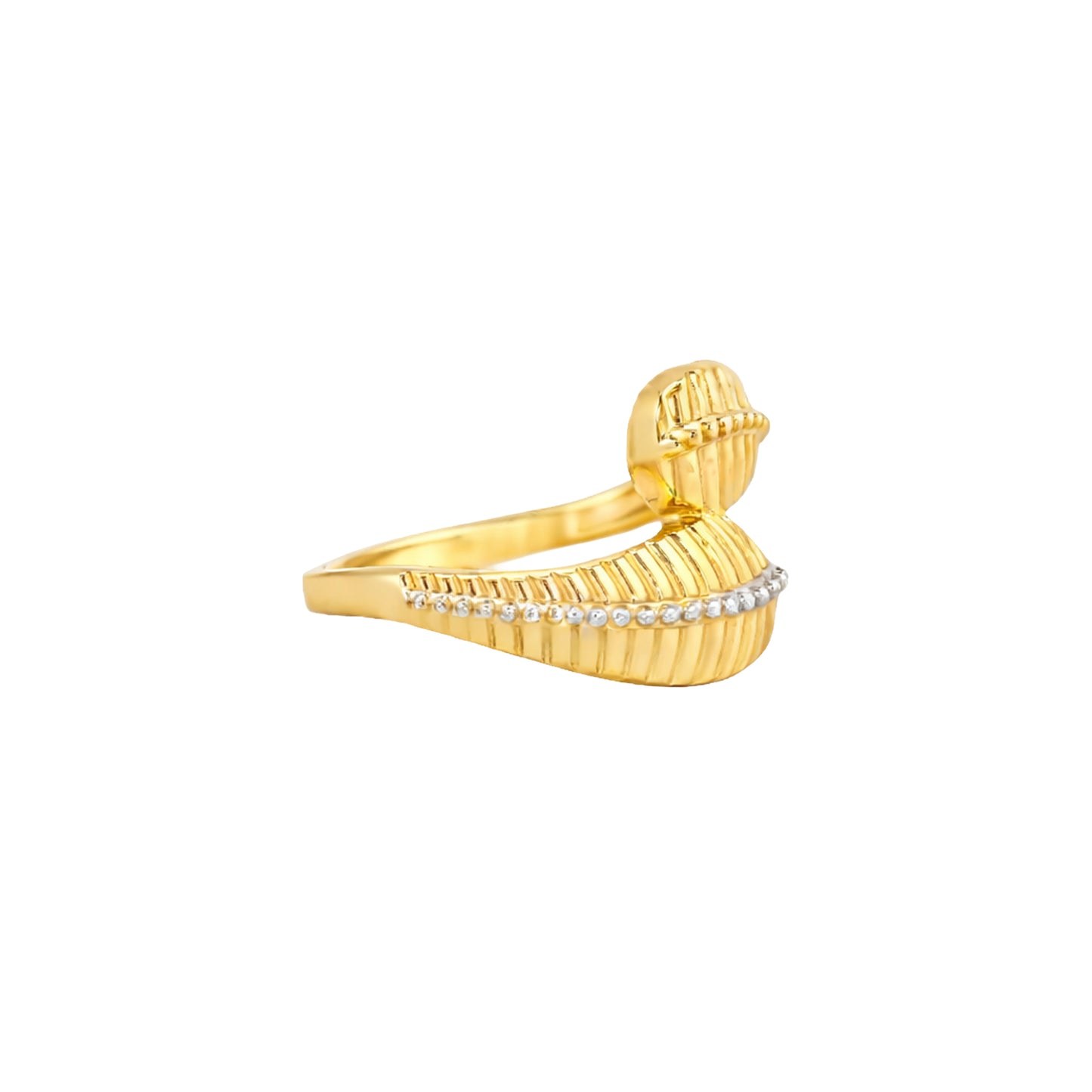 Textured Overlap Diamond Accent Gold Ring