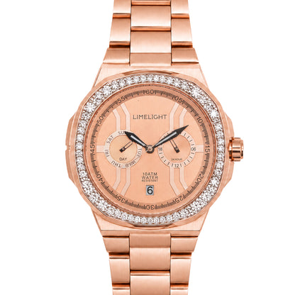 Royal Oakridge, 43MM Round Case, Quartz Analogue Watch with Metal Strap for Men, 100M Water Resistance