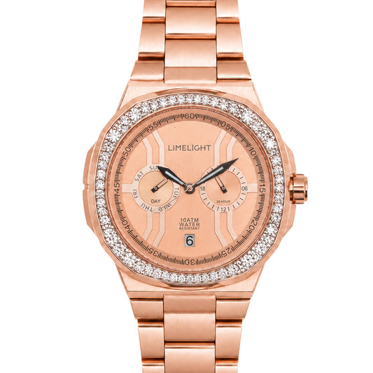 Royal Oakridge, 43MM Round Case, Quartz Analogue Watch with Metal Strap for Men, 100M Water Resistance