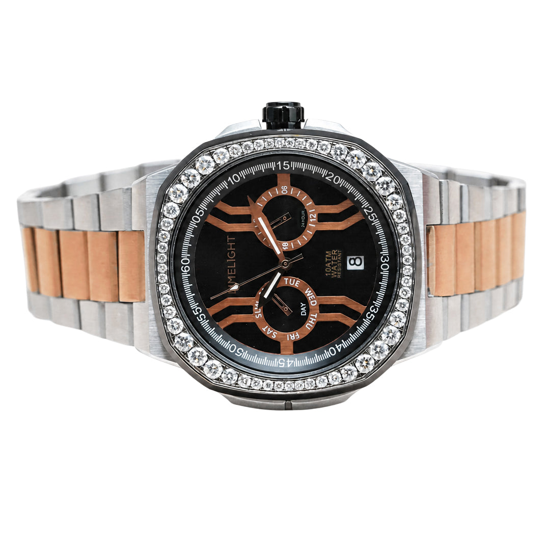 Royal Oakridge, 43MM Round Case, Quartz Analogue Watch with Metal Strap for Men, 100M Water Resistance