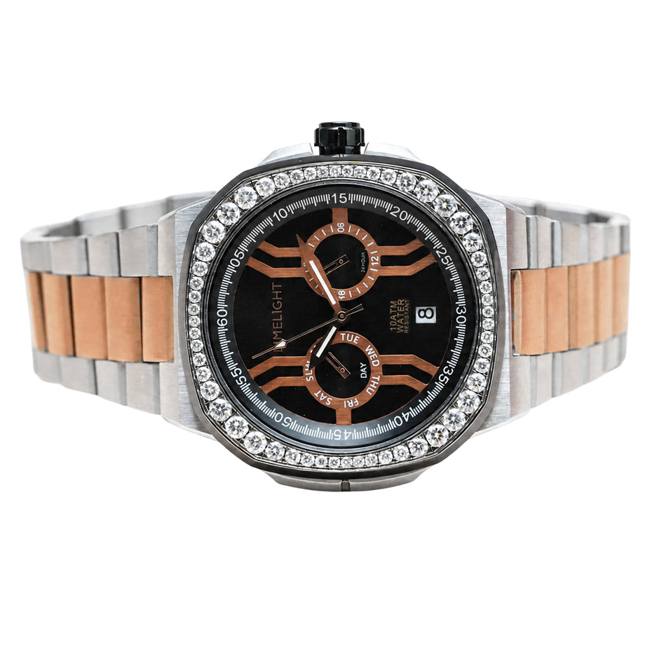 Royal Oakridge, 43MM Round Case, Quartz Analogue Watch with Metal Strap for Men, 100M Water Resistance