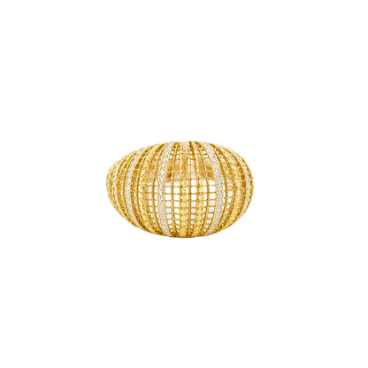 Dual Tone Mesh Dome Gold Ring
