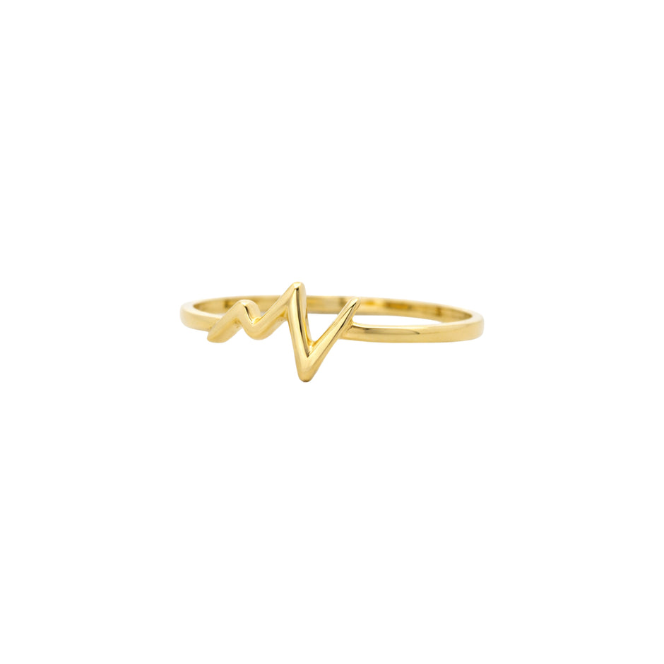 Heartbeat Wave Minimal Gold Ring