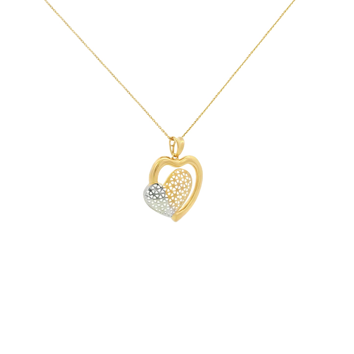 Interlocked Embrace Gold Heart Pendant