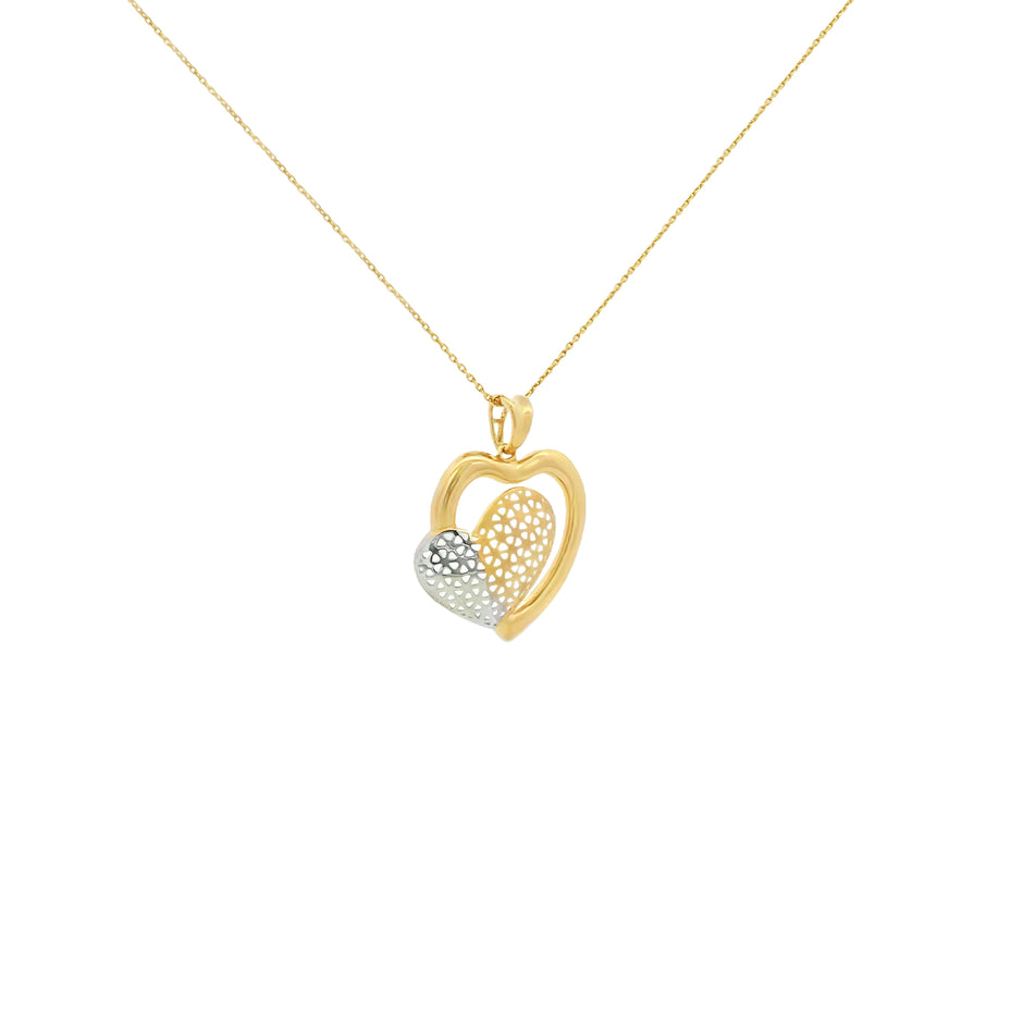 Interlocked Embrace Gold Heart Pendant