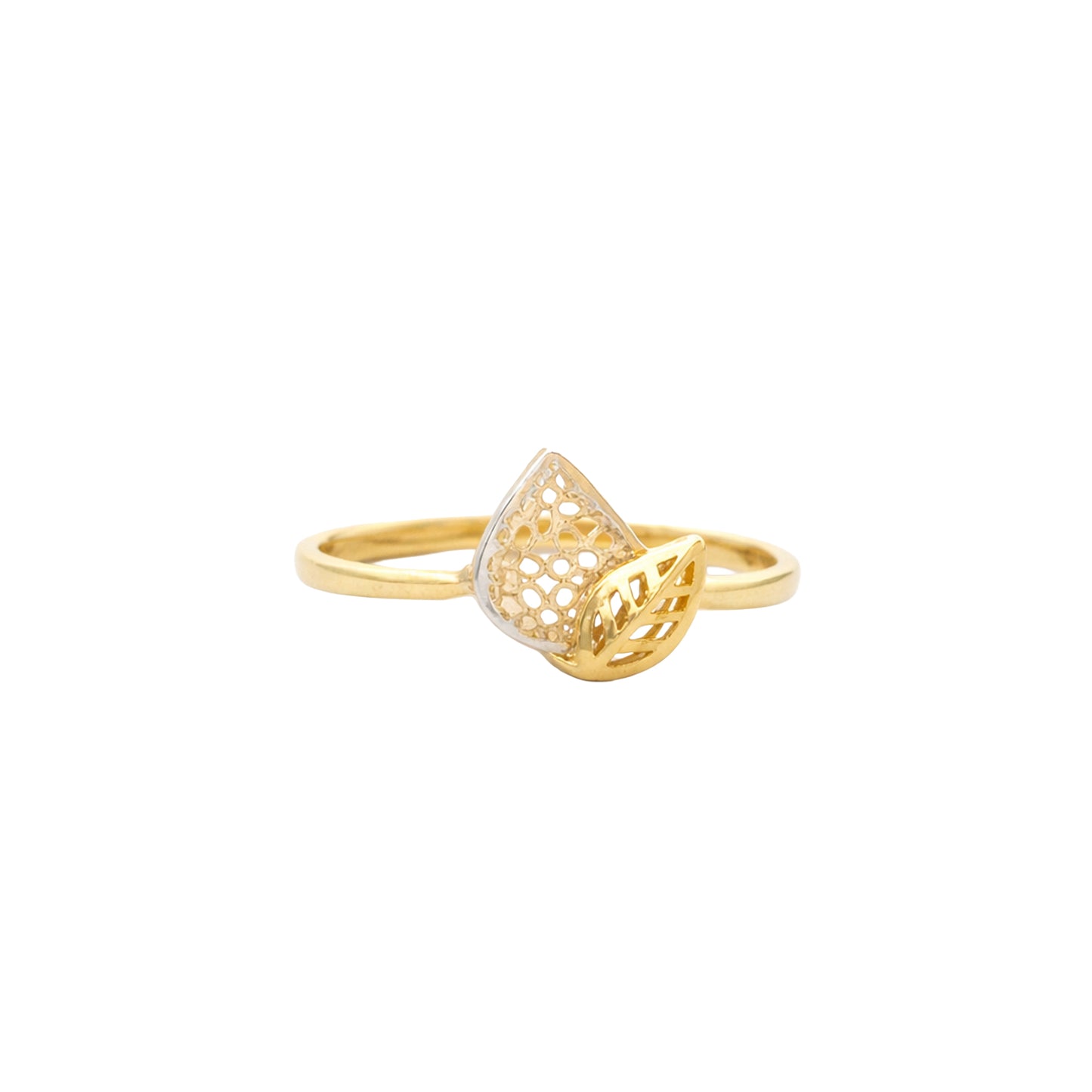 Elegant Leaf Duo Gold Ring
