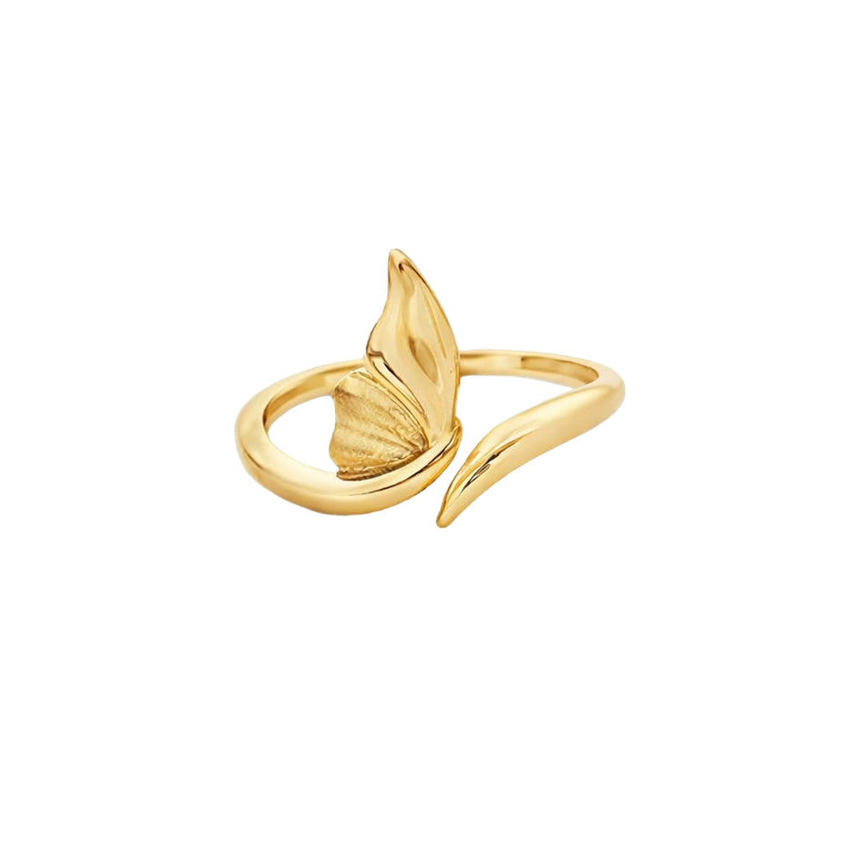 Golden Petal Twist Ring