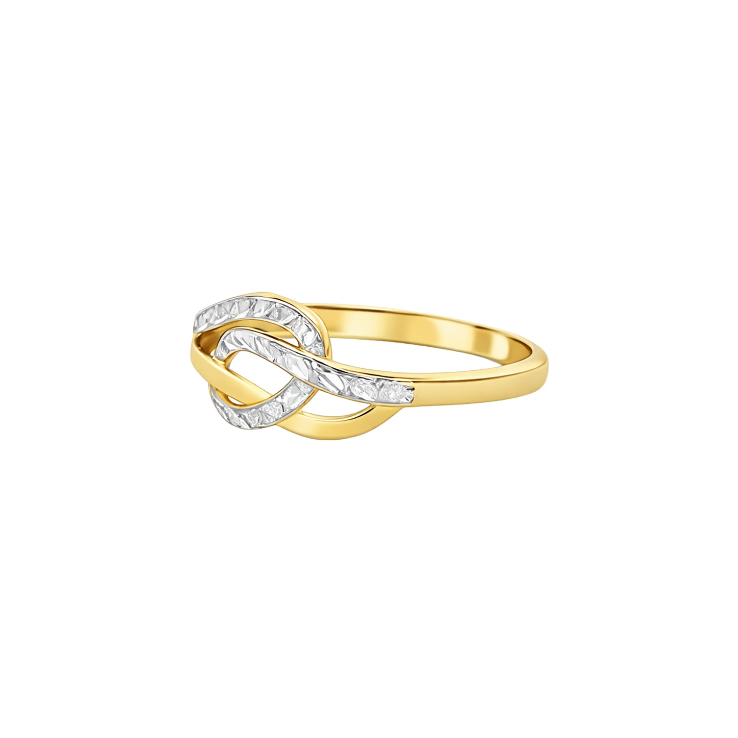 Intertwined Dual Tone Knot Gold Ring