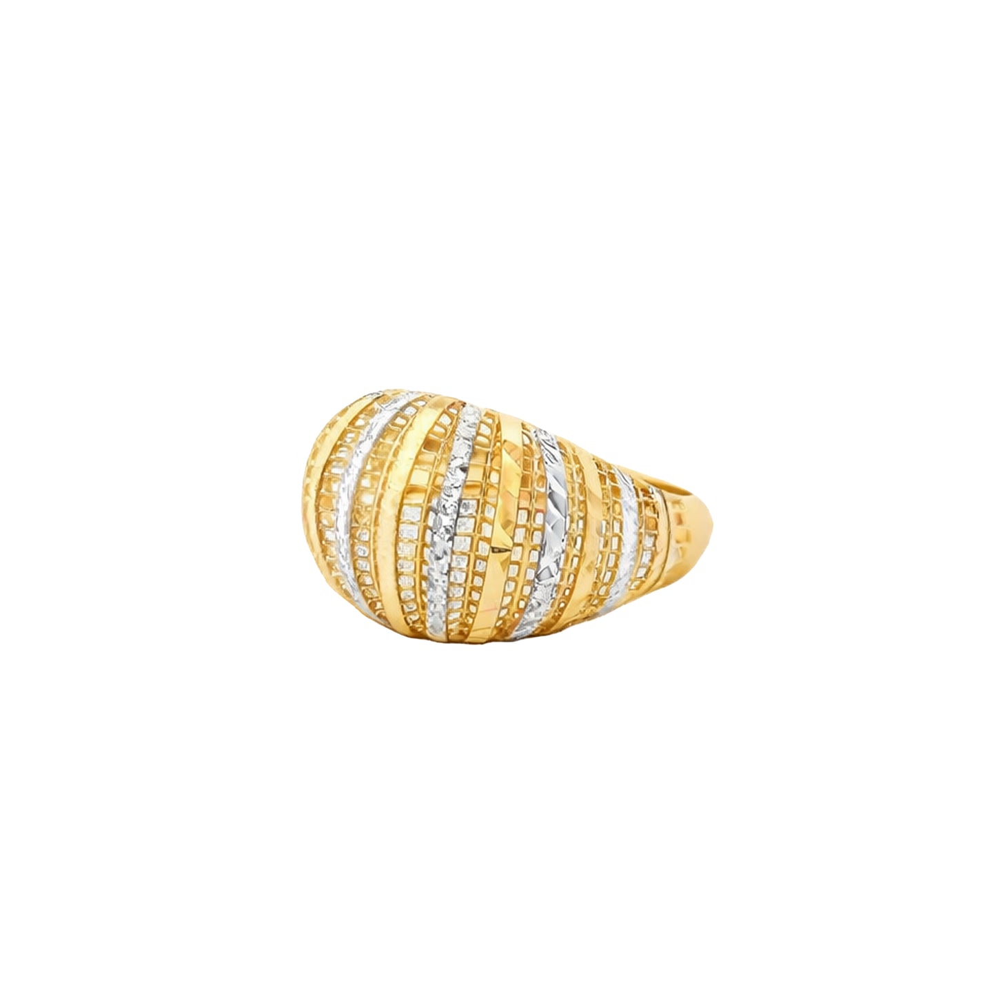 Dual Tone Mesh Dome Gold Ring