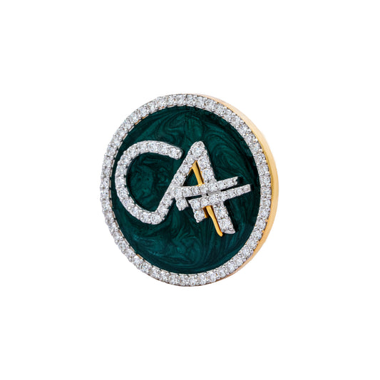The Grace CA Diamond Brooch in 925 Silver with Malakite Enamel