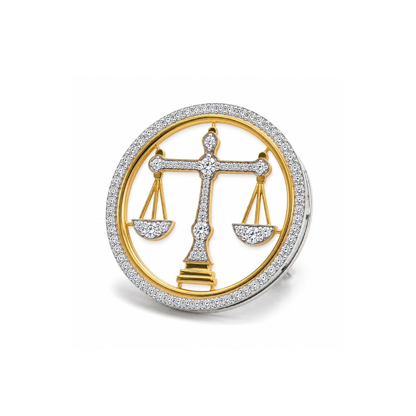 The Eminence Lawyer Single Line Skeleton Diamond Brooch in 925 Silver with Yellow Finish