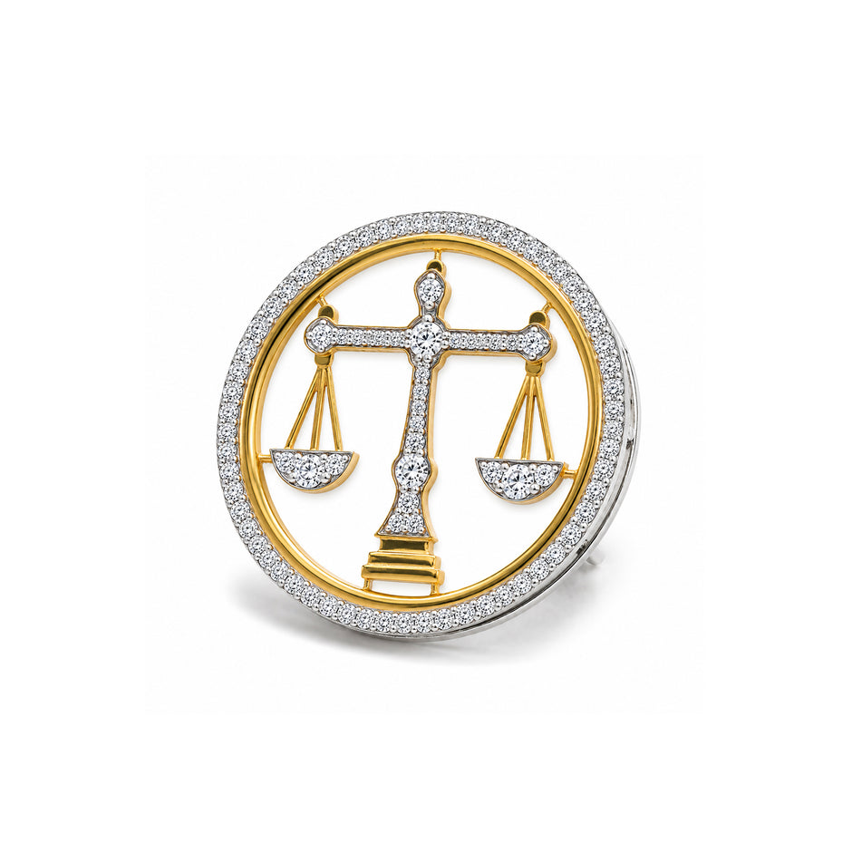 The Eminence Lawyer Single Line Skeleton Diamond Brooch in 925 Silver with Yellow Finish